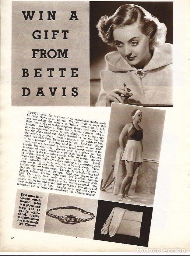 Otros art&iacute;culos de coleccionismo en papel: LAMINA 32183: Concurso de objeto de Bette Davis - VVAA