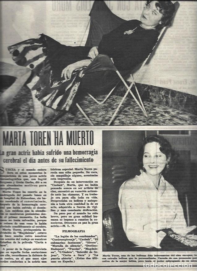 Altri oggetti di carta: LAMINA 32967: Marta Toren ha muerto - VVAA