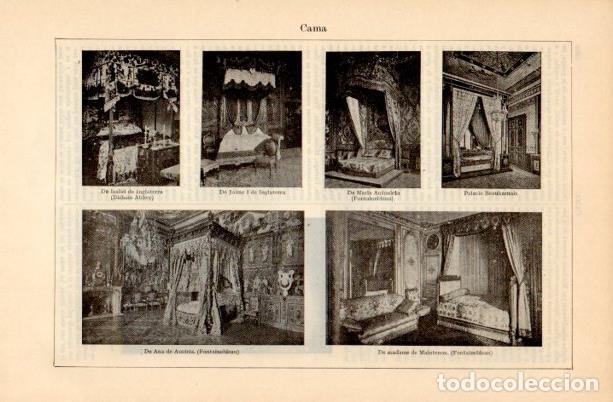 Otros art&iacute;culos de coleccionismo en papel: LAMINA V16796: Cama de Maria Antonieta de Isabel de Inglaterra de Ana de Austria - Varios
