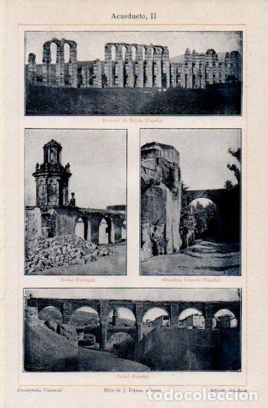 Sammelleidenschaft Andere Papierartikel: LAMINA V16346: Acueducto de Merida, Evora, Alhambra y Teruel - Varios