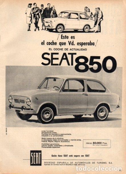Otros art&iacute;culos de coleccionismo en papel: LAMINA V22193: Publicidad Seat 850 - Varios