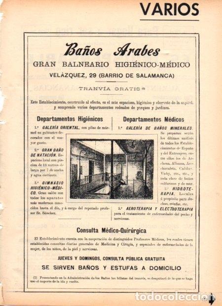Sammelleidenschaft Andere Papierartikel: LAMINA V21871: Publicidad Ba&ntilde;os Arabes en Madrid - Varios