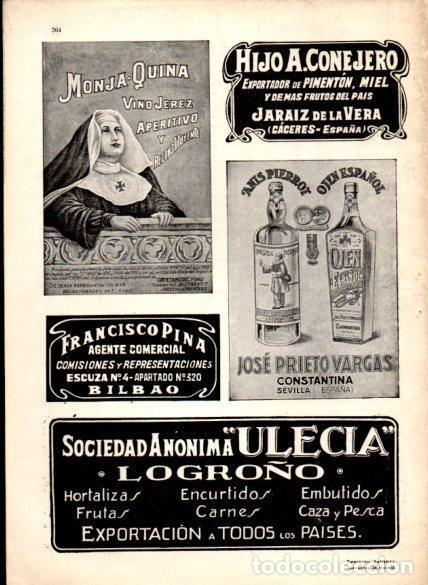 Otros art&iacute;culos de coleccionismo en papel: LAMINA V22654: Publicidad Monja Quina vino Jerez - Varios