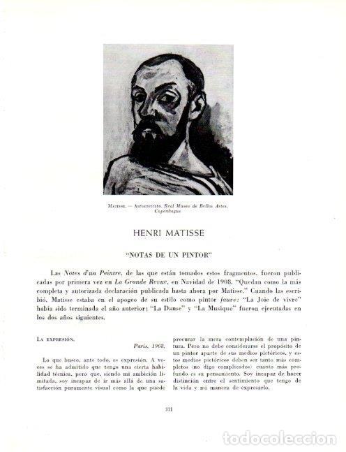 Otros art&iacute;culos de coleccionismo en papel: LAMINA V19105: Autorretrato por Matisse - Robert Goldwater