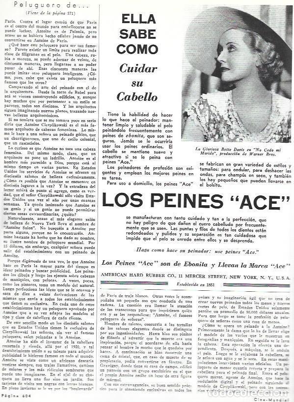 Otros art&iacute;culos de coleccionismo en papel: LAMINA 33707: Bette Davis en publicidad de peines Ace - VVAA