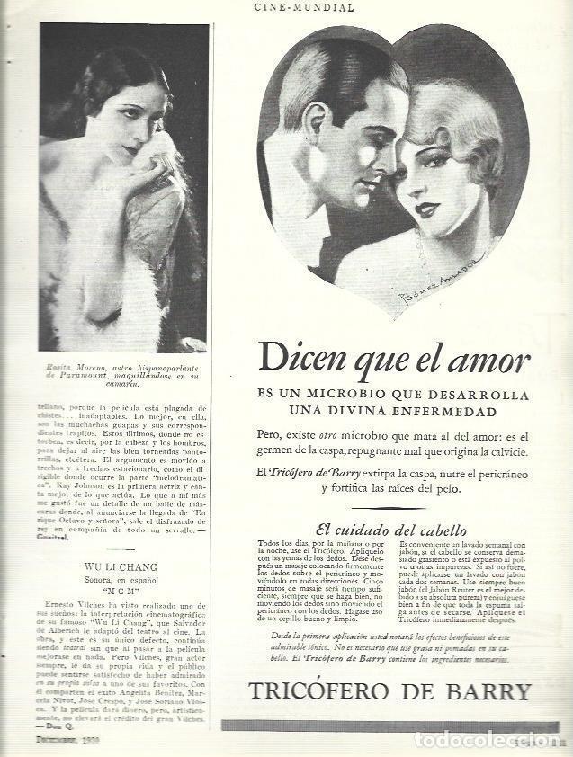 Otros art&iacute;culos de coleccionismo en papel: LAMINA 33596: Rosita Moreno y publicidad de Tricofero de Barry - VVAA