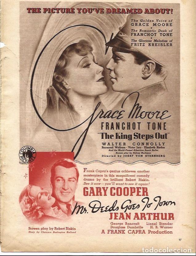 Otros art&iacute;culos de coleccionismo en papel: LAMINA 32316: Anuncio de peliculas de Gary Cooper y de Grace Moore - VVAA