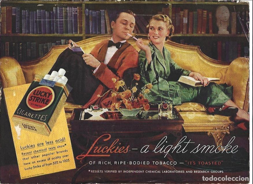Otros art&iacute;culos de coleccionismo en papel: LAMINA 32326: Cigarrillos Lucky Strike, publicidad en contraportada - VVAA