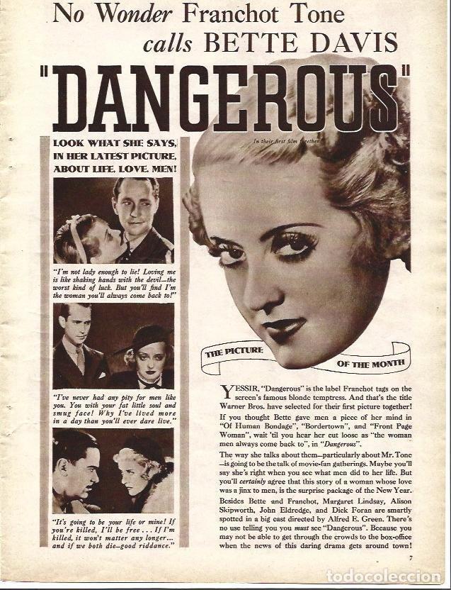 Otros art&iacute;culos de coleccionismo en papel: LAMINA 32098: Bette Davis en Dangerous - VVAA