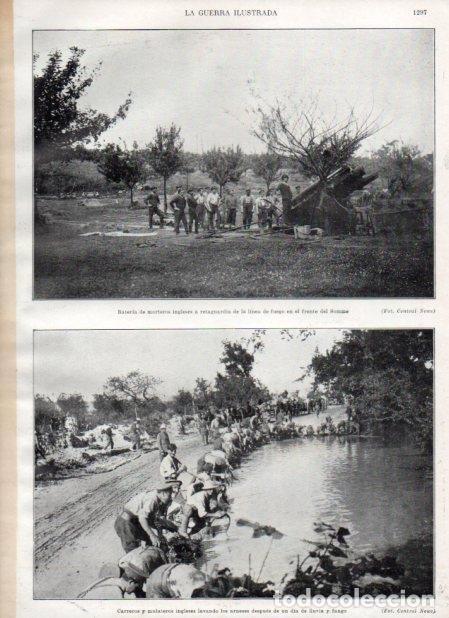 Otros art&iacute;culos de coleccionismo en papel: LAMINA V20954: Bateria de morteros ingleses en el frente del Somme - Augusto Riera