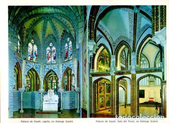 Otros art&iacute;culos de coleccionismo en papel: LAMINA V28124: Capilla y Sala del Trono del Palacio de Gaudi en Astorga, Leon - Varios