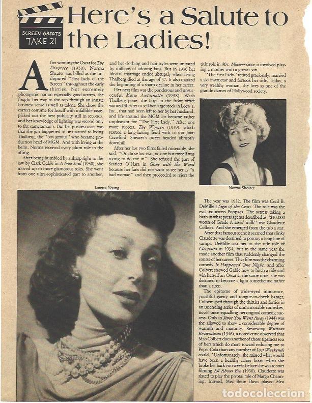 Otros art&iacute;culos de coleccionismo en papel: LAMINA 34513: Norma Shearer y Loretta Young - VVAA