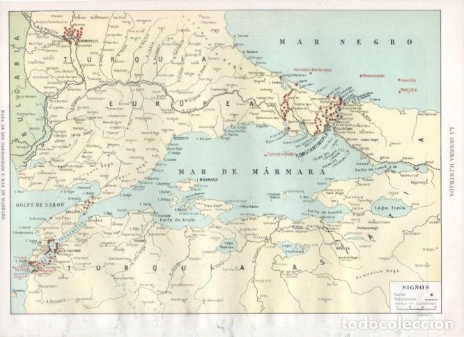 Sammelleidenschaft Andere Papierartikel: LAMINA V22425: Mapa de los Dardanelos y Mar de Marmara - Augusto Riera