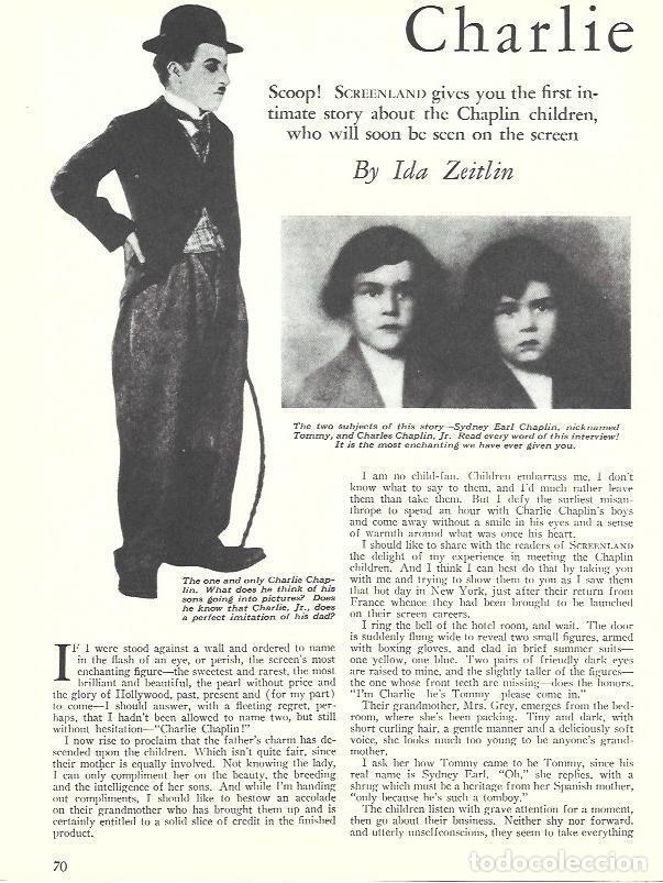 Otros art&iacute;culos de coleccionismo en papel: LAMINA 34563: Charlie Chaplin y sus hijas - Martin Levin