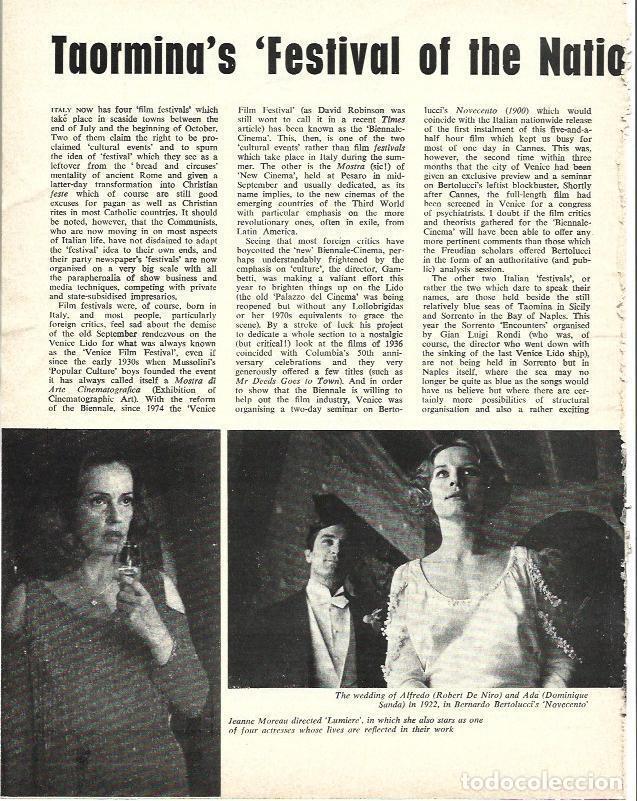 Otros art&iacute;culos de coleccionismo en papel: LAMINA 34696: Robert de Niro en Novecento y Jeanne Moreau en Lumiere - VVAA