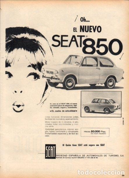 Otros art&iacute;culos de coleccionismo en papel: LAMINA V22194: Publicidad Seat 850 - Varios