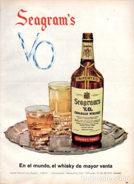 Otros art&iacute;culos de coleccionismo en papel: LAMINA V22115: Publicidad Seagram's whisky - Varios