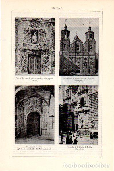 Otros art&iacute;culos de coleccionismo en papel: LAMINA V28716: Fachadas de estilo barroco en Espa&ntilde;a - Varios