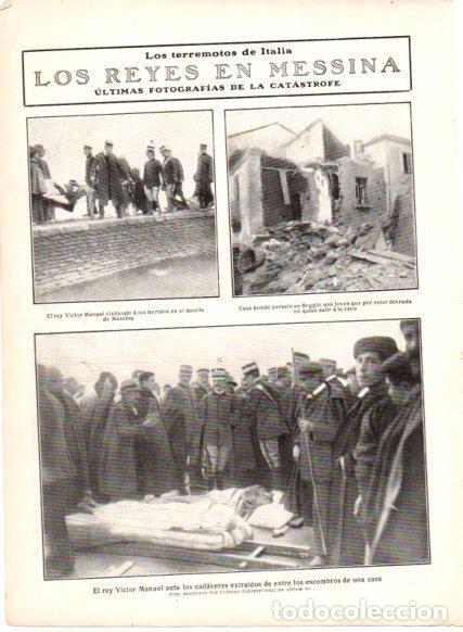 Otros art&iacute;culos de coleccionismo en papel: LAMINA V22795: El rey Victor Manuel en Messina - Varios