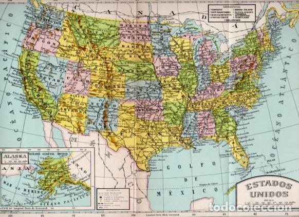 Otros art&iacute;culos de coleccionismo en papel: LAMINA V23143: Mapas de Estados Unidos y Alaska - Varios