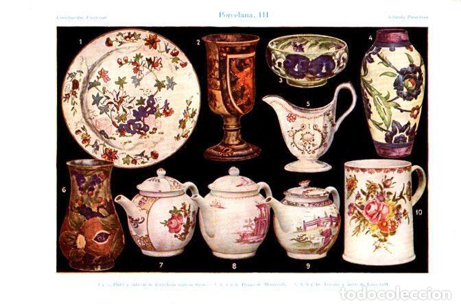 Otros art&iacute;culos de coleccionismo en papel: LAMINA V30375: Plato, teteras y jarro de porcelana - Varios