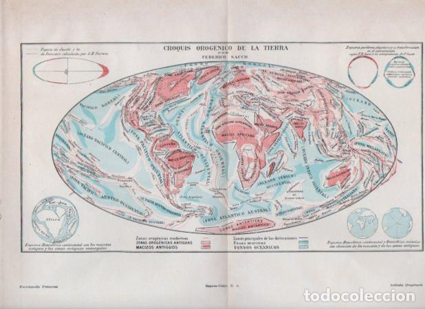 Otros art&iacute;culos de coleccionismo en papel: LAMINA V24140: Croquis orogenico de la Tierra por Federico Sacco - Varios