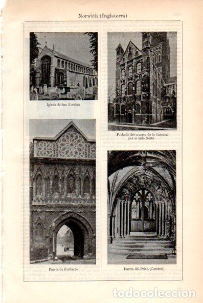 Outros artigos de papel: LAMINA V29447: Catedral e iglesia de San Esteban en Norwich - Varios