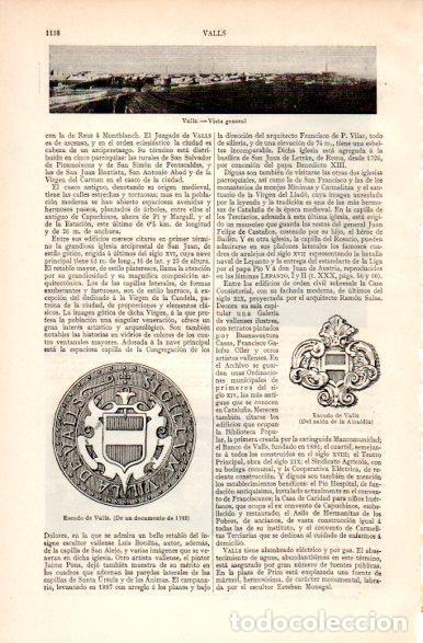 Sammelleidenschaft Andere Papierartikel: LAMINA V31395: Vista y escudo de Valls, Tarragona - Varios