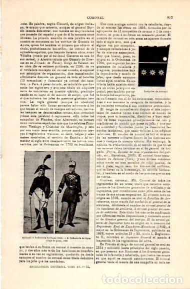 Otros art&iacute;culos de coleccionismo en papel: LAMINA V31051: Coronel infanteria e insignias de coronel - Varios