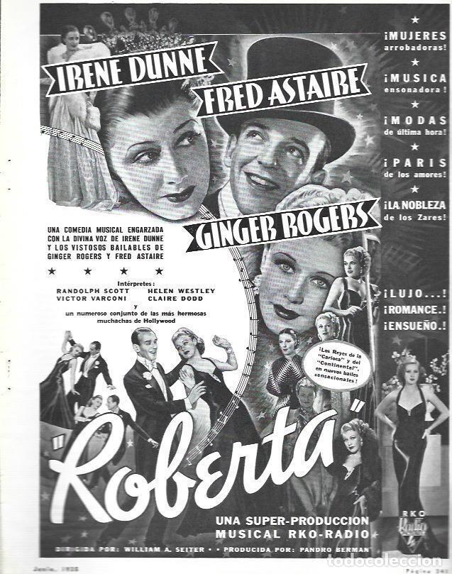 Sammelleidenschaft Andere Papierartikel: LAMINA 33614: Anuncio de Roberta con Fred Astaire y Ginger Rogers - VVAA