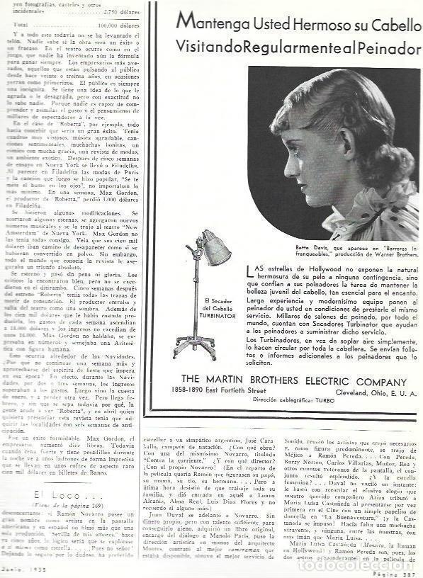 Otros art&iacute;culos de coleccionismo en papel: LAMINA 33637: Bette Davis en publicidad de secador Turbinator - VVAA