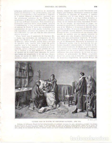 Otros art&iacute;culos de coleccionismo en papel: LAMINA V33909: Ultimos dias de Miguel de Cervantes por E. Oliva - Manuel Rodriguez Codola