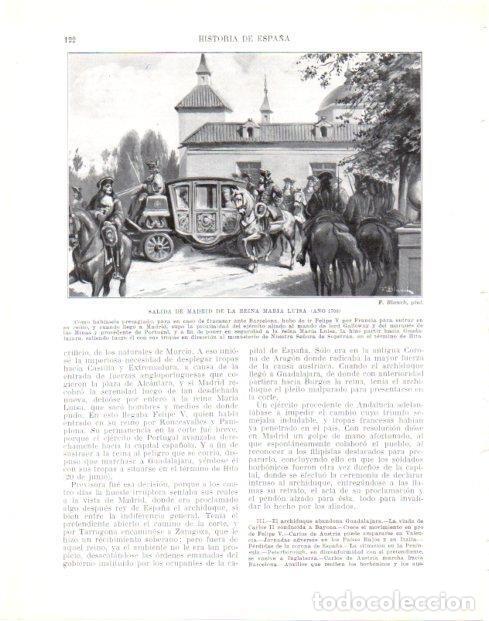 Otros art&iacute;culos de coleccionismo en papel: LAMINA V33960: Salida de Madrid de la reina Maria Luis por F. Blanch - Manuel Rodriguez Codola