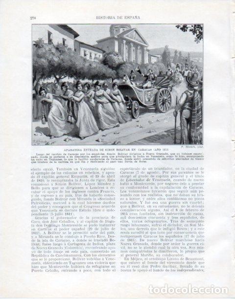 Altri oggetti di carta: LAMINA V34063: Entrada de Simon Bolivar en Caracas en 1813 por F. Blanch - Manuel Rodriguez Codola