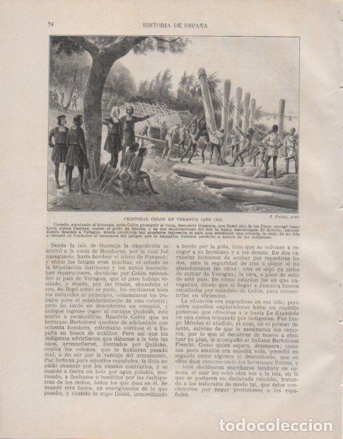 Otros art&iacute;culos de coleccionismo en papel: LAMINA V33718: Cristobal Colon a Veragua por J. Cuchy - Manuel Rodriguez Codola