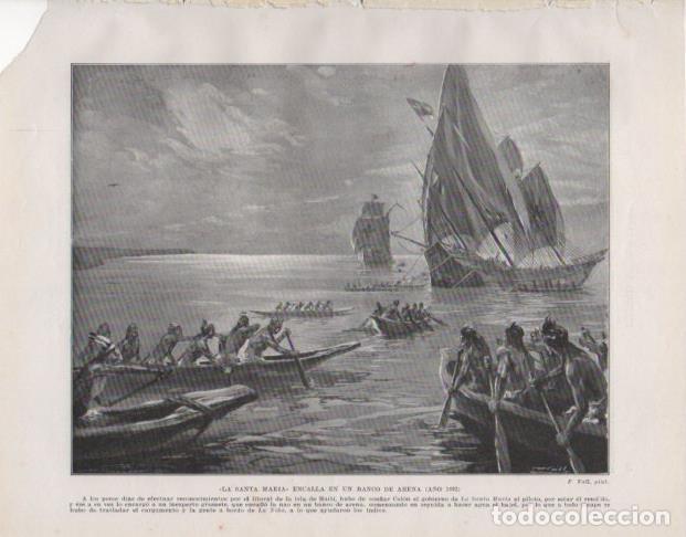 Sammelleidenschaft Andere Papierartikel: LAMINA V33738: La Santa Maria encalla en un banco de arena por F. Vall - Manuel Rodriguez Codola