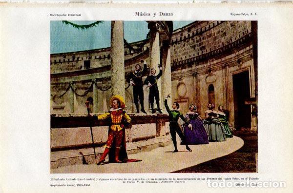 Outros artigos de papel: LAMINA V35088: Bailarin Antonio en Sonatas del padre Soler, Palacio Carlos V Granada - Varios