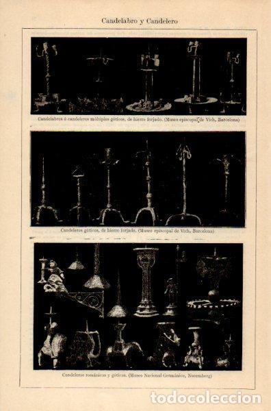 Otros art&iacute;culos de coleccionismo en papel: LAMINA V35075: Candeleros y candelabros goticos y romanicos - Varios