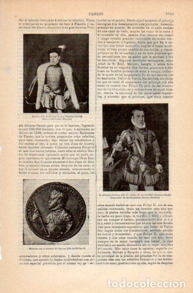 Otros art&iacute;culos de coleccionismo en papel: LAMINA V35226: Principe Carlos hijo Felipe II - Varios