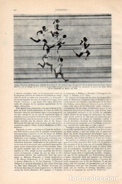 Otros art&iacute;culos de coleccionismo en papel: LAMINA V34950: Bobby Morrow en Juegos Olimpicos de Melbourne - Varios