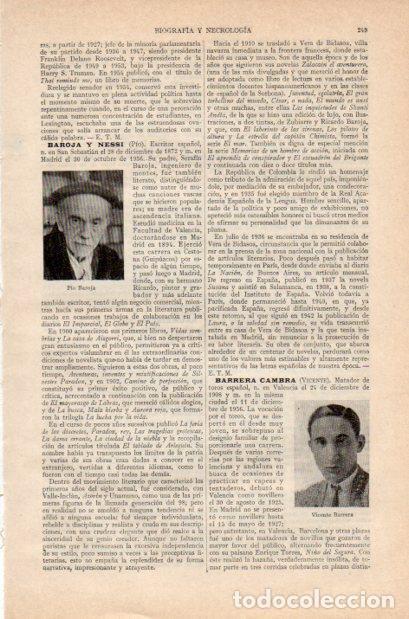 Otros art&iacute;culos de coleccionismo en papel: LAMINA V34941: Pio Baroja y Vicente Barrera - Varios