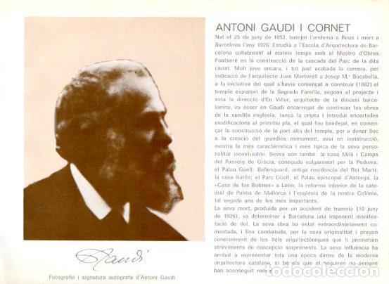 Otros art&iacute;culos de coleccionismo en papel: LAMINA V28083: Antoni Gaudi - Varios