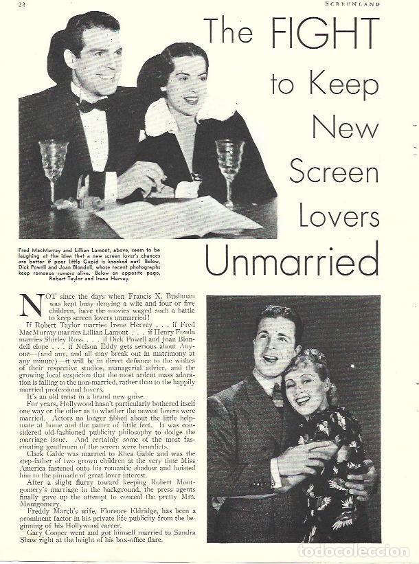 Altri oggetti di carta: LAMINA 34441: Fred MacMurray, Lillian Lamont, Dick Powell y Joan Blondell - VVAA