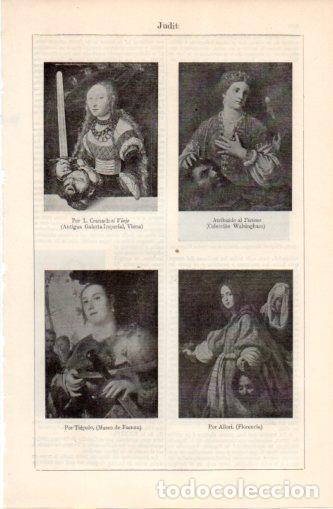 Otros art&iacute;culos de coleccionismo en papel: LAMINA V37491: Judit por Cranach el Viejo, Ticiano, Tiepolo y Allori - Varios