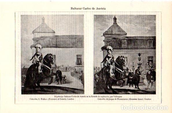 Otros art&iacute;culos de coleccionismo en papel: LAMINA V29173: Principe Baltasar Carlos de Austria en Escuela de equitacion por Velazquez - Varios