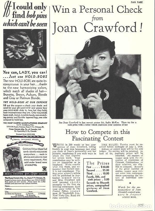 Otros art&iacute;culos de coleccionismo en papel: LAMINA 34586: Concurso Joan Crawford - Martin Levin
