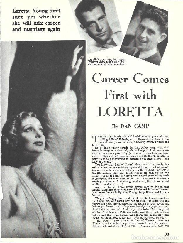 Outros artigos de papel: LAMINA 34571: Loretta Young y sus maridos - Martin Levin