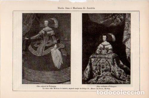 Otros art&iacute;culos de coleccionismo en papel: LAMINA V38034: La reina Mariana de Austria por Velazquez - Varios