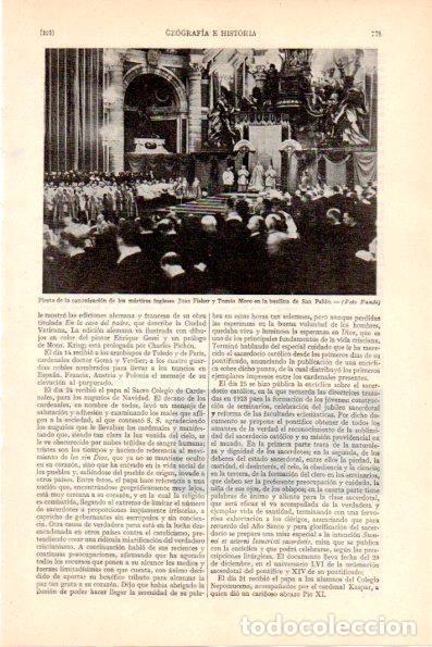 Otros art&iacute;culos de coleccionismo en papel: LAMINA V28972: Canonizacion de los martires Juan Fisher y Tomas Moro en San Pablo - Varios