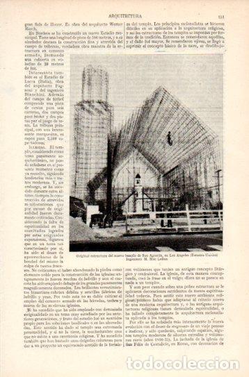 Otros art&iacute;culos de coleccionismo en papel: LAMINA V38785: Estructura del templo de San Agustin en Los Angeles - Varios